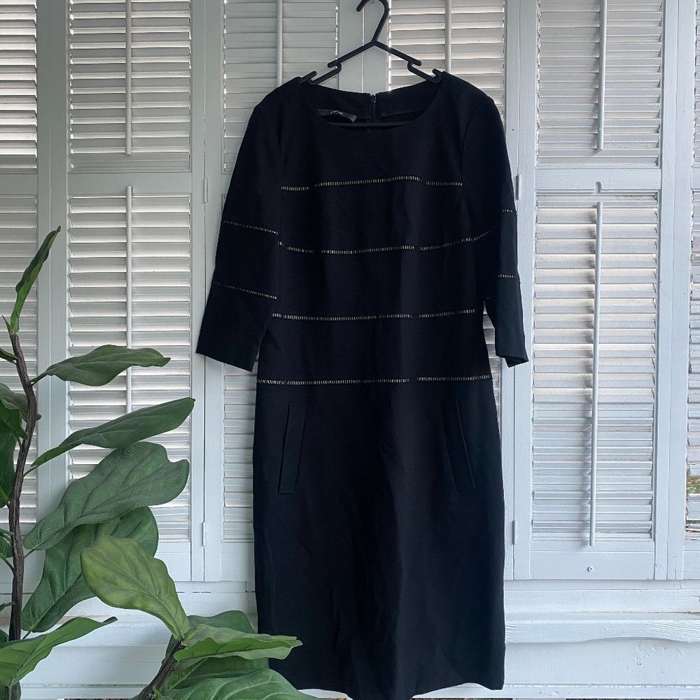 Standard Per Se by Carlisle Black Fitted 3/4 Sleeved Career Dress Sz 10 Sheath